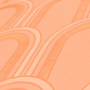 Wzorzysta tapeta z łukami w stylu art deco pomarańczowy biały - tapeta graficzna w stylu retro 