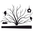 Muursticker Boom met Vogelhuisje 2-kleurig