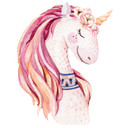 Sticker mural Kvilis - Tête de licorne rose