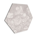 Sekskantet Billede af vilde blomster i kridtlook beige - Bloomery Decor - Alu-Dibond