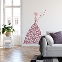 Sticker mural - Lady with Butterflies-mauve