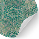 Naklejka na ścianę Mandala Boho złoto-zielona - Bloomery Decor - Okrągła