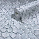 Tapeta z włókniny w kwiaty, geometryczny mat o wyglądzie 3D w kolorze zielonym 
