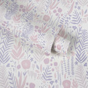 Blomstret tapet til børneværelset i lilla og rosa, flot non-woven tapet Made in Germany 