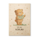 Holzbild mit lesendem Bär - Glaubenssatz 'Ich bin schlau' fürs Kinderzimmer