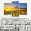 3 stykke lærred print, solsikker blomster eng