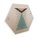Hexagone - Placage bois de bouleau - Nouveauprints - Totem aqua & pink