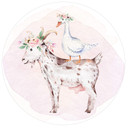 Sticker mural Kvilis - Ferme - Une oie sur le dos d'une chèvre