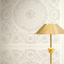 Tapeta z włókniny Versace Heritage Baroque Medallion Floral White Grey luksusowa elegancja