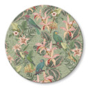 Glasbillede - Jungle med papegøjer Grøn - Bloomery Decor - Rund