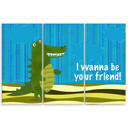 3-delt lærredstryk, Alligator Animal Cartoon