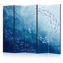 Paravent, Raumteiler freistehend, Trennwand - Luminous Clusters of Fish in Blue Hues Amidst the Sea 