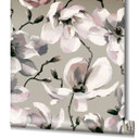 tapet, non-woven blomstertapet Flora grå, beige