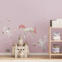 Wallsticker til børneværelset Enhjørning i lyserød blomst Kikki Belle - 15 stykker - 50x70 cm