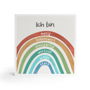 Holzbild zum Hinstellen - Regenbogen mit Mutmachsätzen