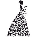 Sticker mural - Lady with Butterflies + sticker fluorescent