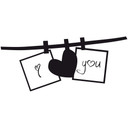 Sticker mural - Corde à Linge I Love You