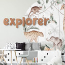 Drewniany napis explorer - dekoracja pokoju dziecięcego - mahoń