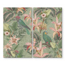 Komfurlåge jungle med papegøjer grøn - Bloomery Decor