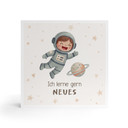 Holzbild zum Hinstellen - Astronautin mit Mutmachspruch 'Ich lerne gern Neues'