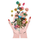 Wallsticker Væg-tatovering Treechild - farverige blomster i Fridas hænder