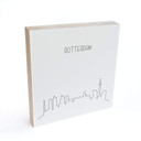 Billede af træ til at sætte op - Skyline Rotterdam Outline - 15x15 cm