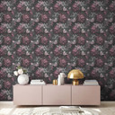 A.S. Creation tapet med blomstermotiver i grå og pink non-woven tapet i mat blomsterlook