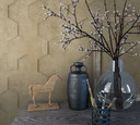 Non-woven tapet med 3D honeycomb mønster brun grafik 
