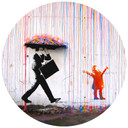Banksy - Kolorowy deszcz - Fototapeta okrągła - tapeta flizelinowa/tapeta flizelinowa samoprzylepna