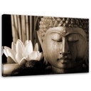 Canvasbillede, Buddha-hoved med lilje