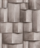 Tapeta z włókniny z motywem drewna o geometrycznym, brązowym wyglądzie 3D