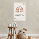 Alu-Dibond Wandbild mit Boho-Regenbogen - Kraftsatz 'Ich werde geliebt' für Kinder