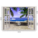 Fototapete Fenster mit Blick auf einen tropischen Strand