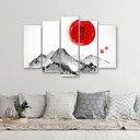 5 stykke lærredstryk, Japan Mountains Landscape