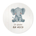 Rundes Affirmationsposter mit Elefant - 'Ich glaube an mich' für Kinder