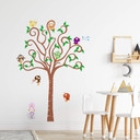 Sticker mural - Arbres avec animaux (bicolore)