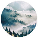 Tajemnicza mgła w leśnej fototapecie - SpaceFrog Designs - Round - tapeta flizelinowa/tapeta flizeli