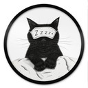 Poster rond Chat noir avec masque de nuit - Korenkova