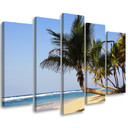 5 stykke lærred Print Tropical Beach Ocean Palm Trees