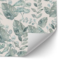 Samoprzylepny panel ścienny do kuchni liście dżungli akwarela krem - Bloomery Decor
