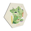 Hexagon Wandbild Karte von Frankreich - Rivers - Alu-Dibond