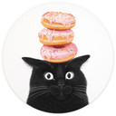 Papier peint photo Chat noir avec donuts roses Rond - Korenkova