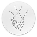 Tableau sur alu-Dibond rond 1X Studio - Line Art Hand in Hand