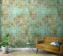 Vintage stil tapet Beige, Blå,Ornamental 2.70 x 1.59 m
