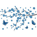 Sticker mural - Fleurs de glace avec papillons