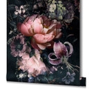 Sort blomstertapet Fototapet til stue Soveværelse 2,70 x 1,59 cm
