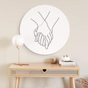 Tableau sur alu-Dibond rond 1X Studio - Line Art Hand in Hand