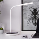 Tischleuchte Joy, weiß, 34 x 17 cm, Nachttischlampe, dimmbar mit Ladefunktion (Qi)