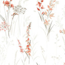Tapeta z włókniny kwiaty, liście floral nature matowa w kolorze białym czerwonym
