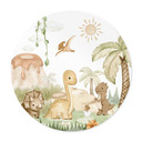Plakat dla dzieci Małe dinozaury w wielkiej podróży odkrywczej - Oliver Robins - Round